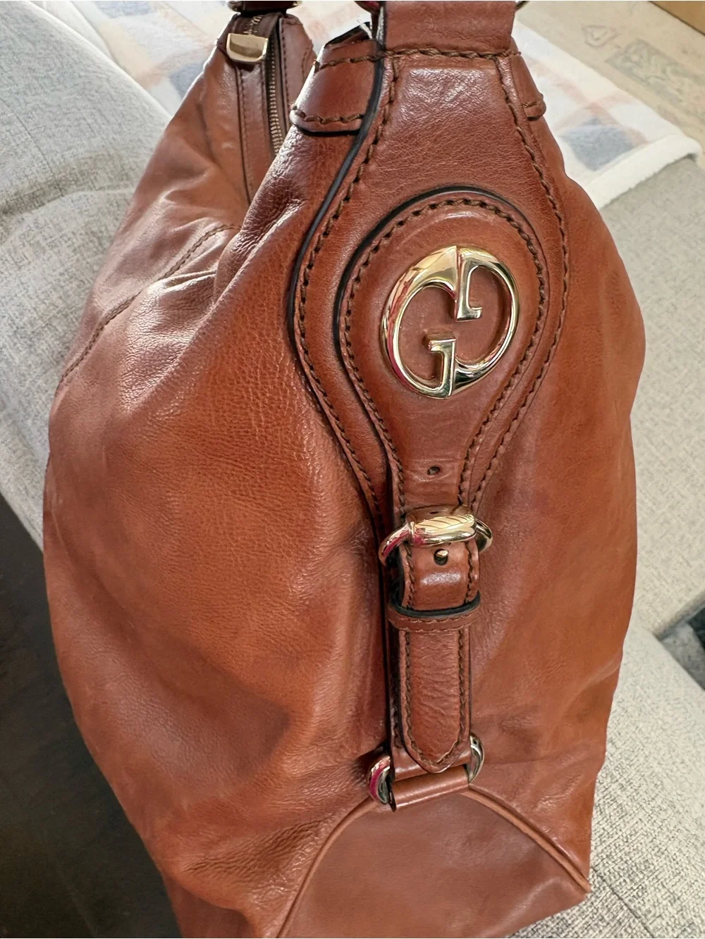 Gucci Tan Brown Leather Hobo Bag